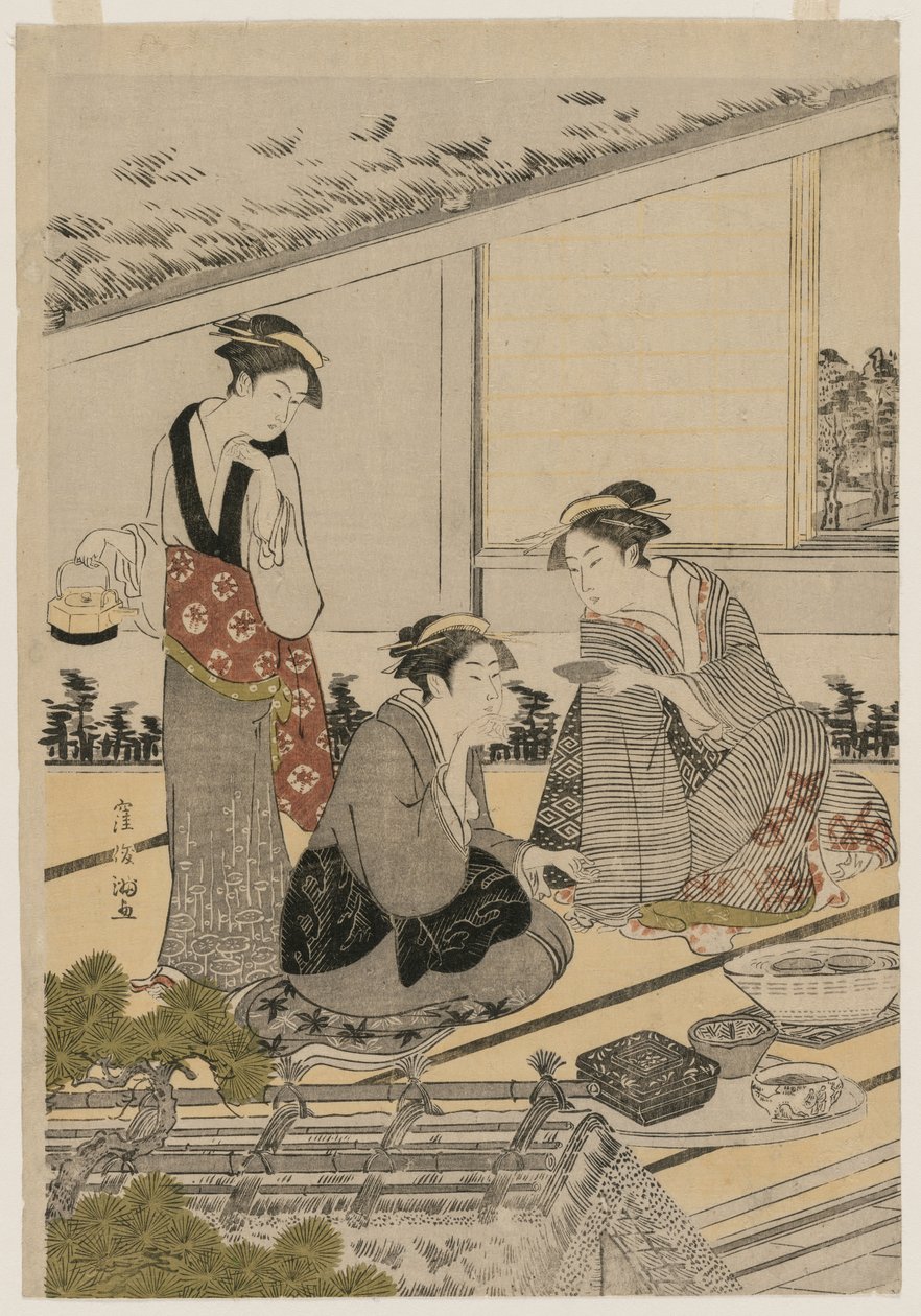 Kvinner i et tehus, slutten av 1780-tallet. av Kubo Shunman
