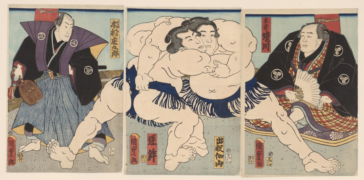 sumo kamp av Kunisada (II) , Utagawa