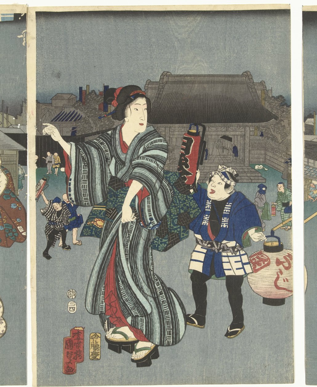 Tempelfestival av Kunisada (II) , Utagawa