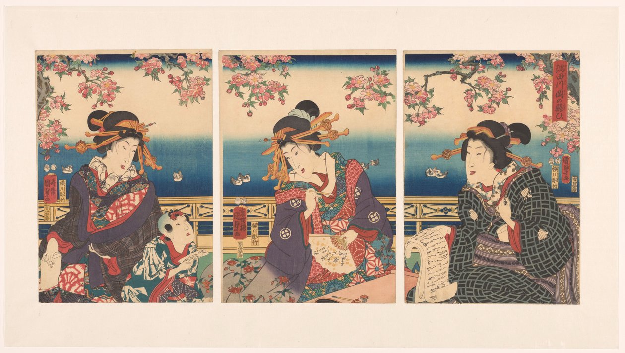 Velstand i fjellene langs Sumida-elven av Kunisada (II) , Utagawa