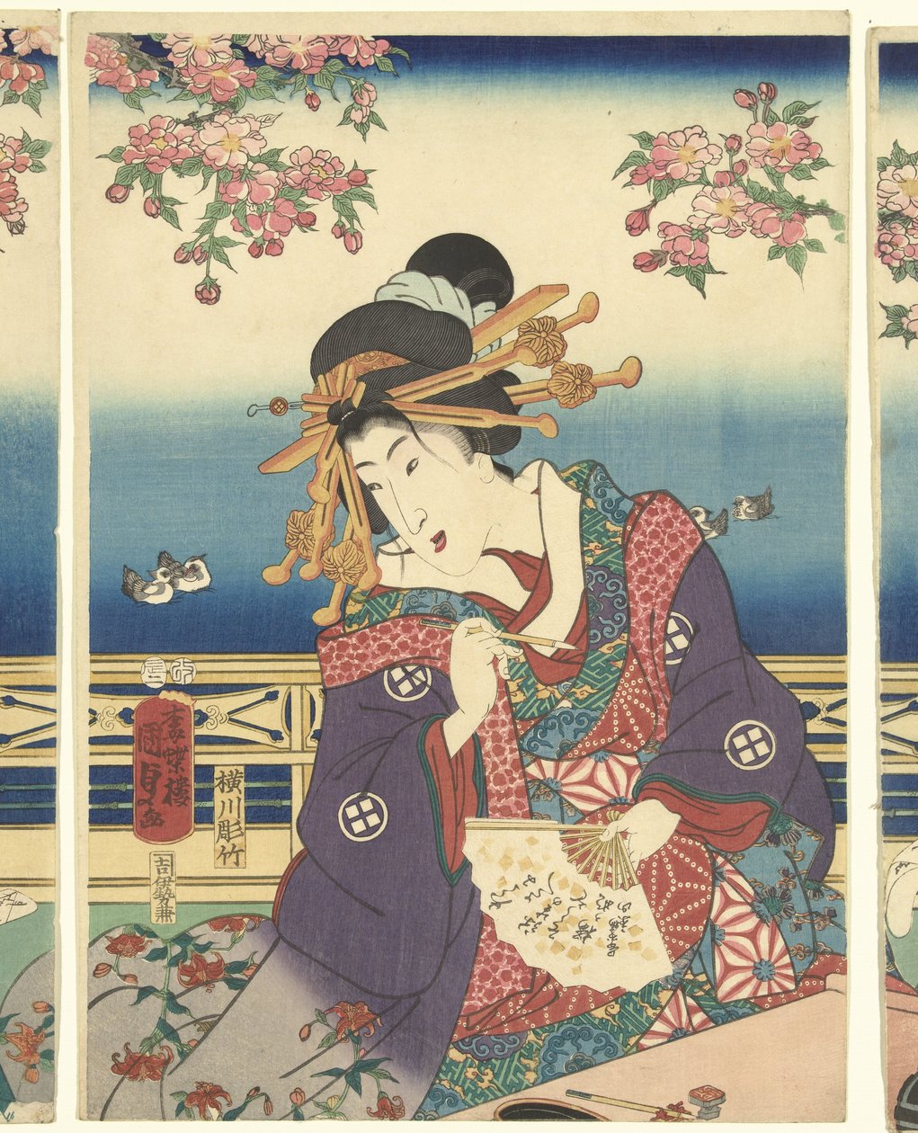 Velstand i fjellene langs Sumida-elven av Kunisada (II) , Utagawa