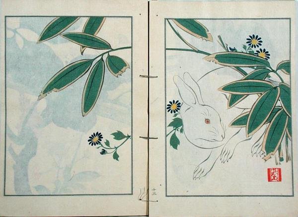 The Rabbit, fra en samling av kunstnerens verk utgitt av Kobyashi Bunscichi i 1901 (farget treblokktrykk) av Kurokawa Yasusada Kigyoku