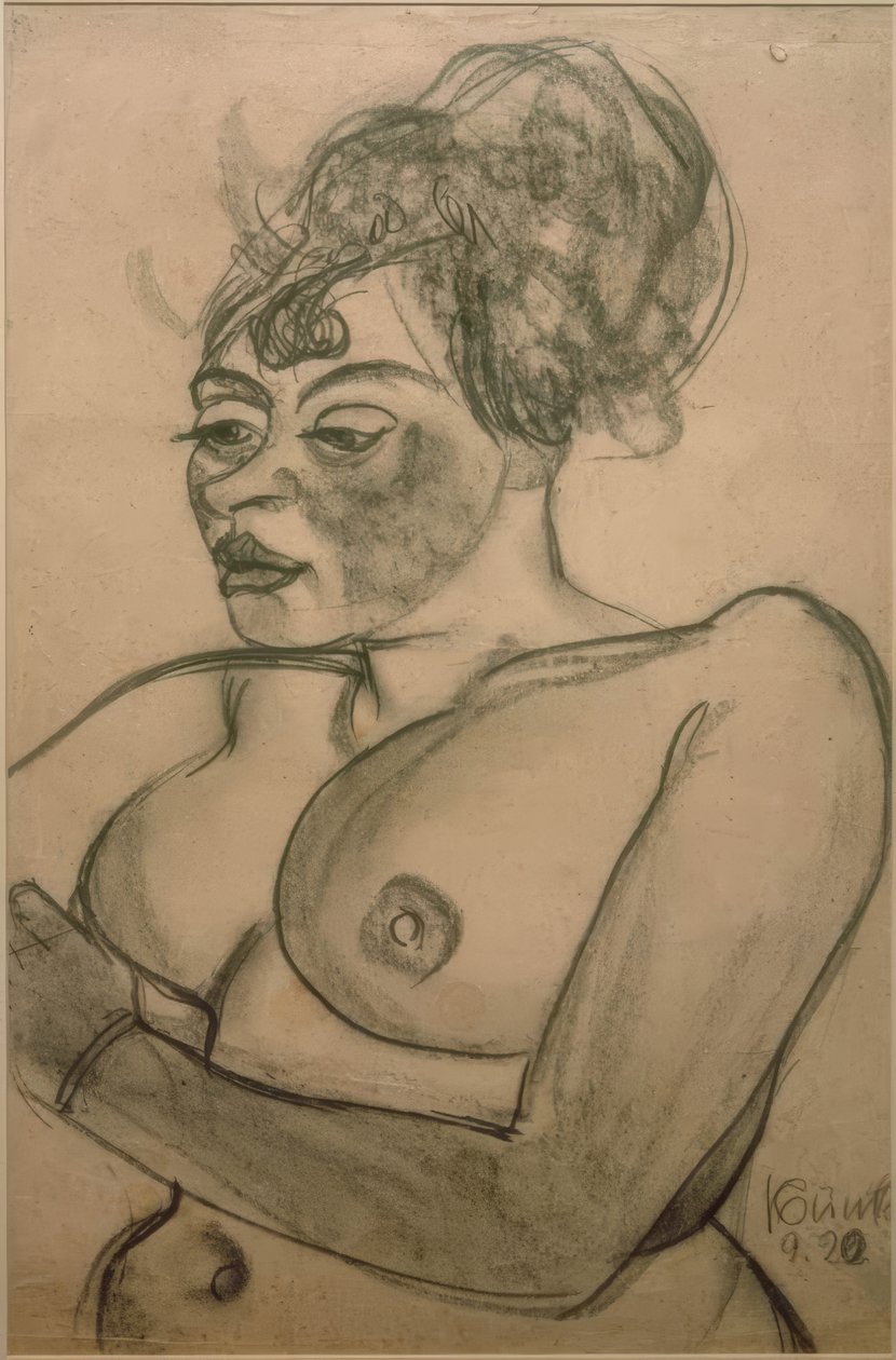 Weiblicher Halbakt mit Haardutt von Kurt Günther