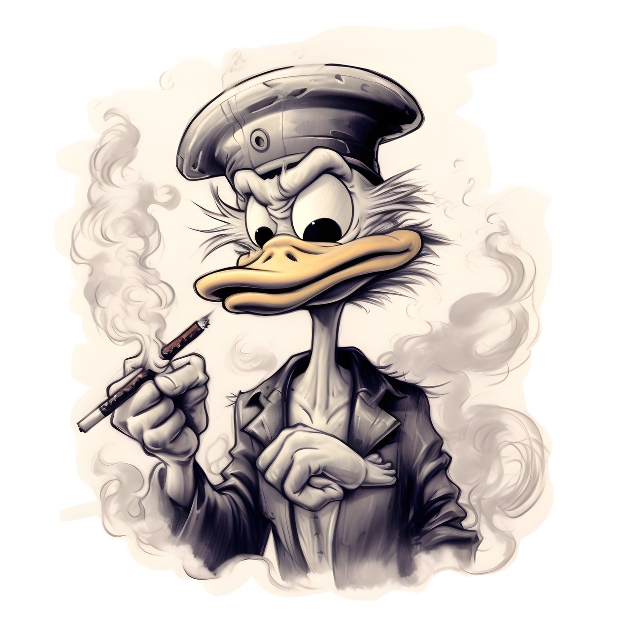 Scrooge McDuck, røyker en stor marihuana joint 1 av Kurt Heppke
