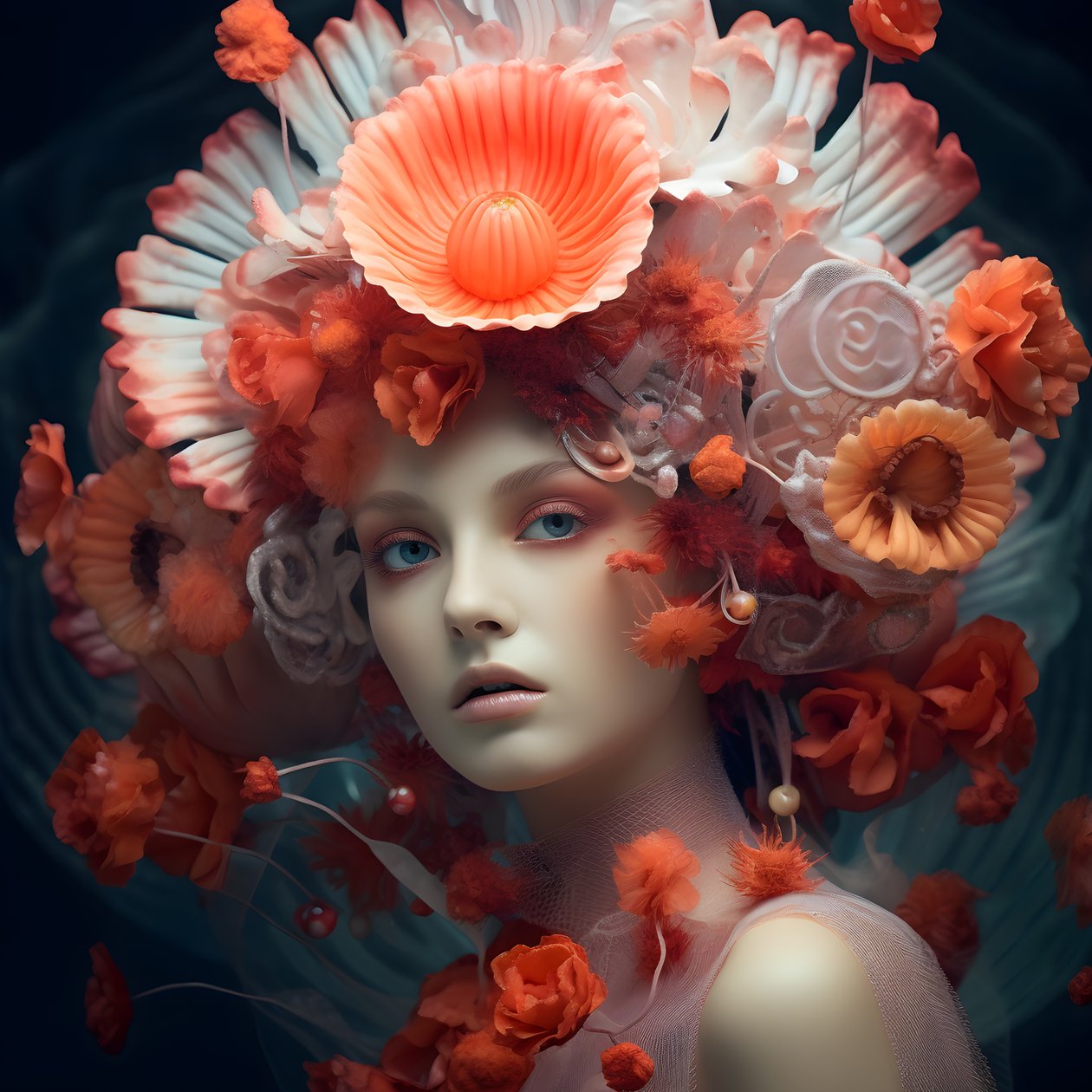 Et nært portrett av den vakre undervanns Actinia Sea Anemones Flower Goddess 2 av Kurt Heppke