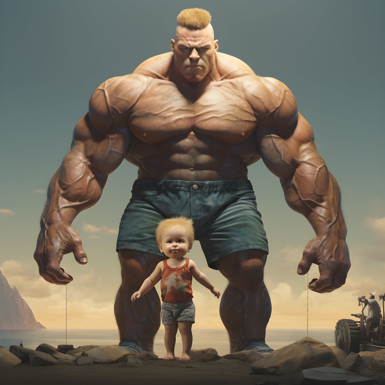 Skremmende og ekkel vektløfting steroid freak buff babe med stor muskuløs mann 1 av Kurt Heppke