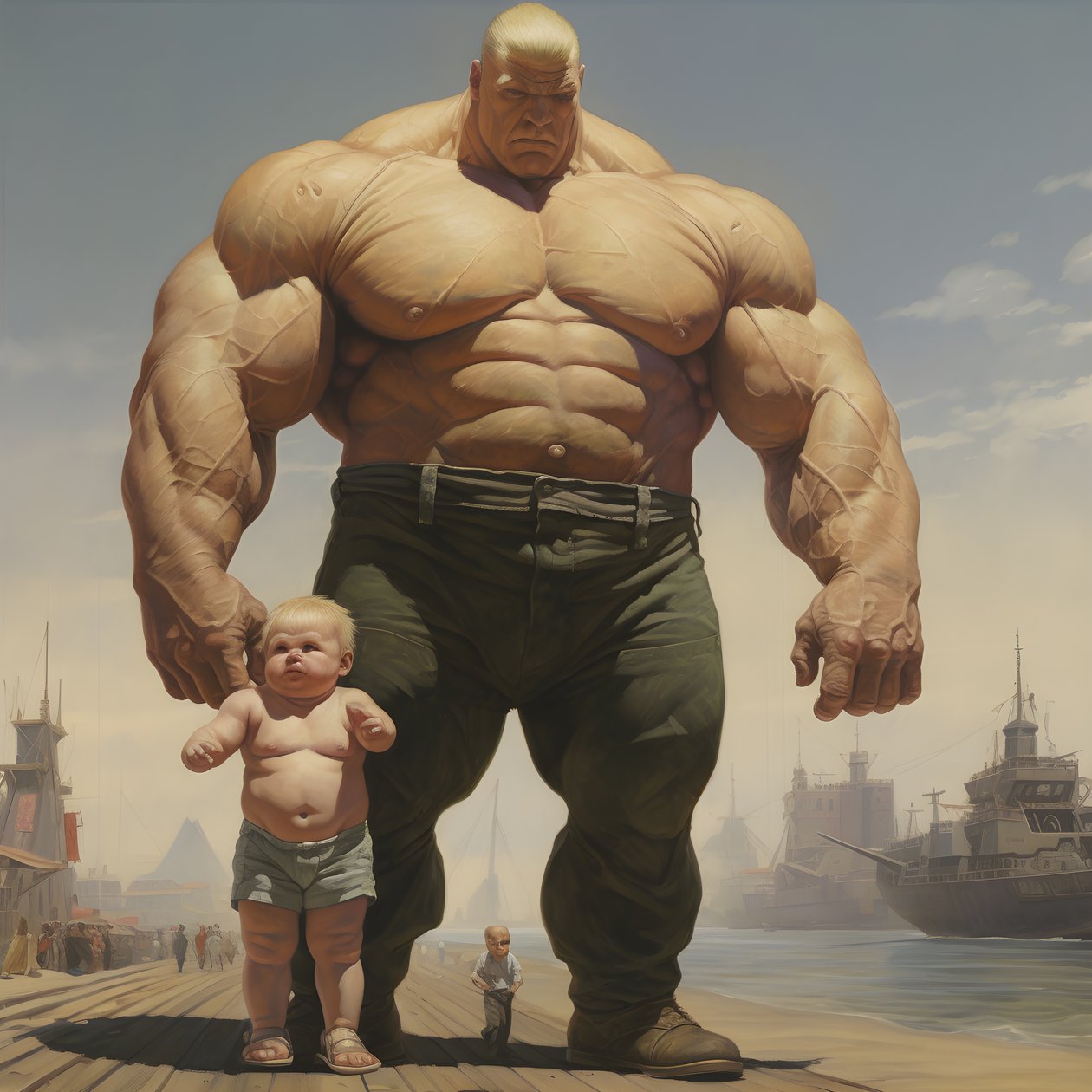 Skremmende og ekkel vektløfting steroid freak buff babe med stor muskuløs mann 3 av Kurt Heppke