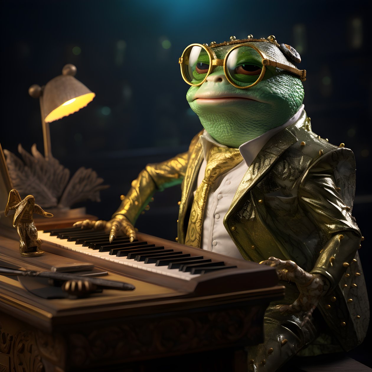 Elton John som en frosk med solbriller og piano 3 av Kurt Heppke