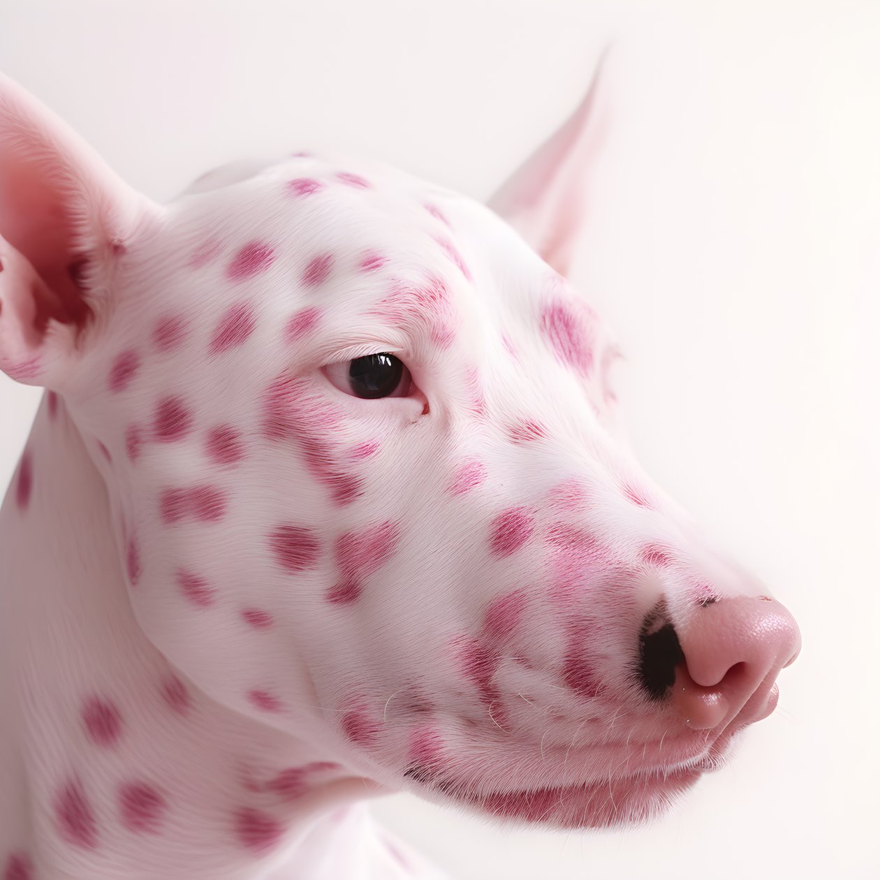 Fascinerende nærbilde av griserosa på hvitt dalmatiske dyreflekker i moirémønster 1 av Kurt Heppke