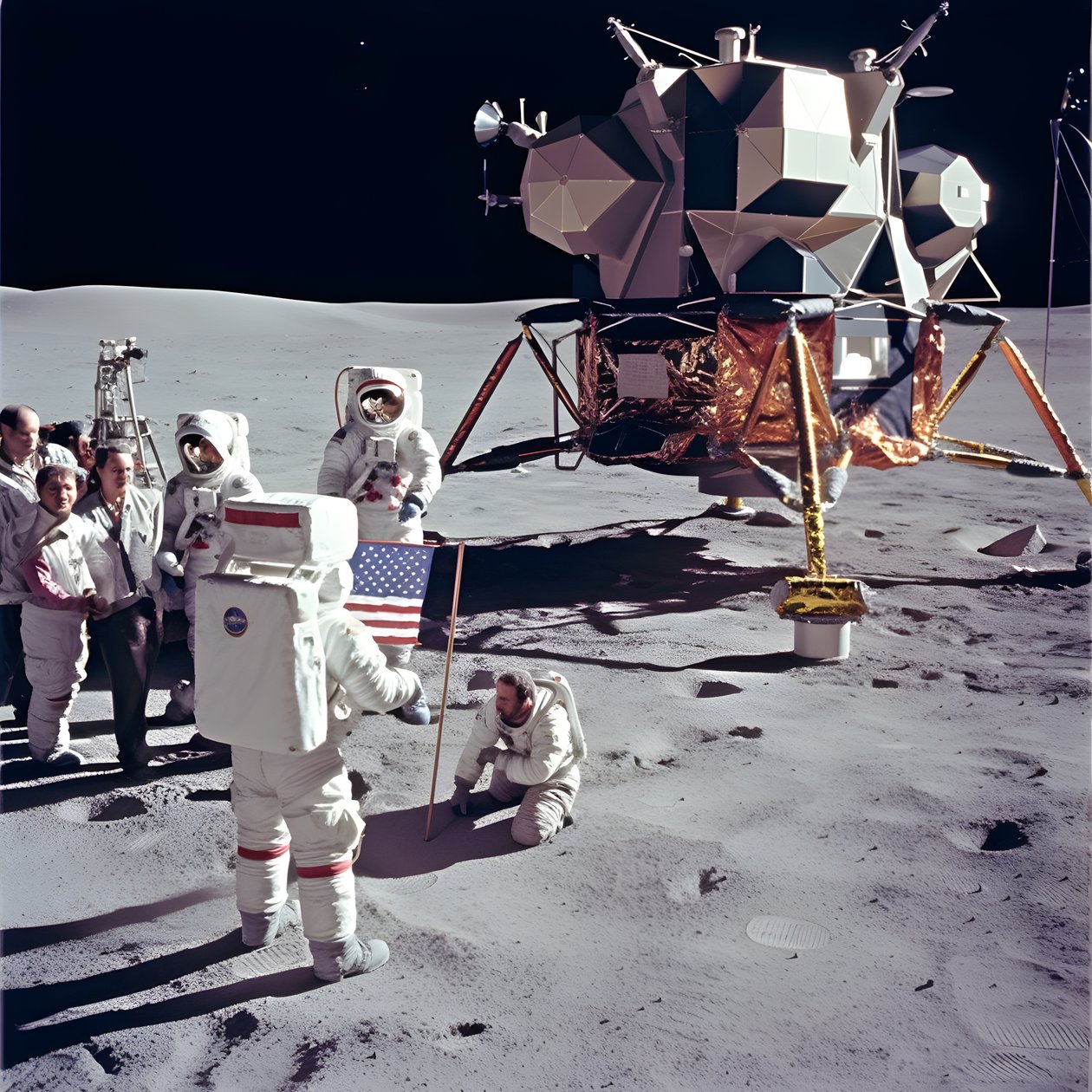 Gruppe mennesker med TV-kamera for å vise det falske Apollo 11-prosjektet 3 av Kurt Heppke