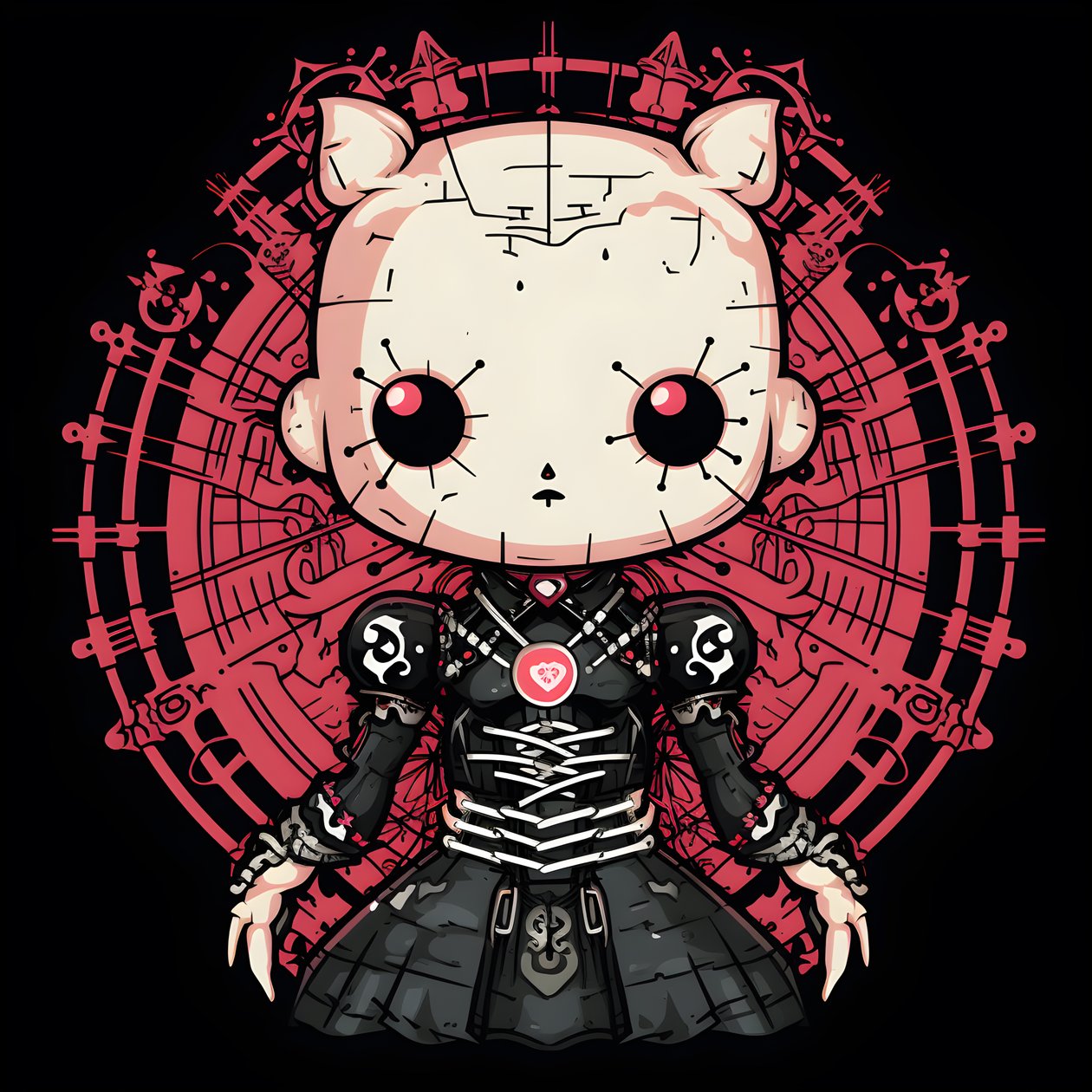 Hello Kitty als Pinhead skjortedesign 3 av Kurt Heppke