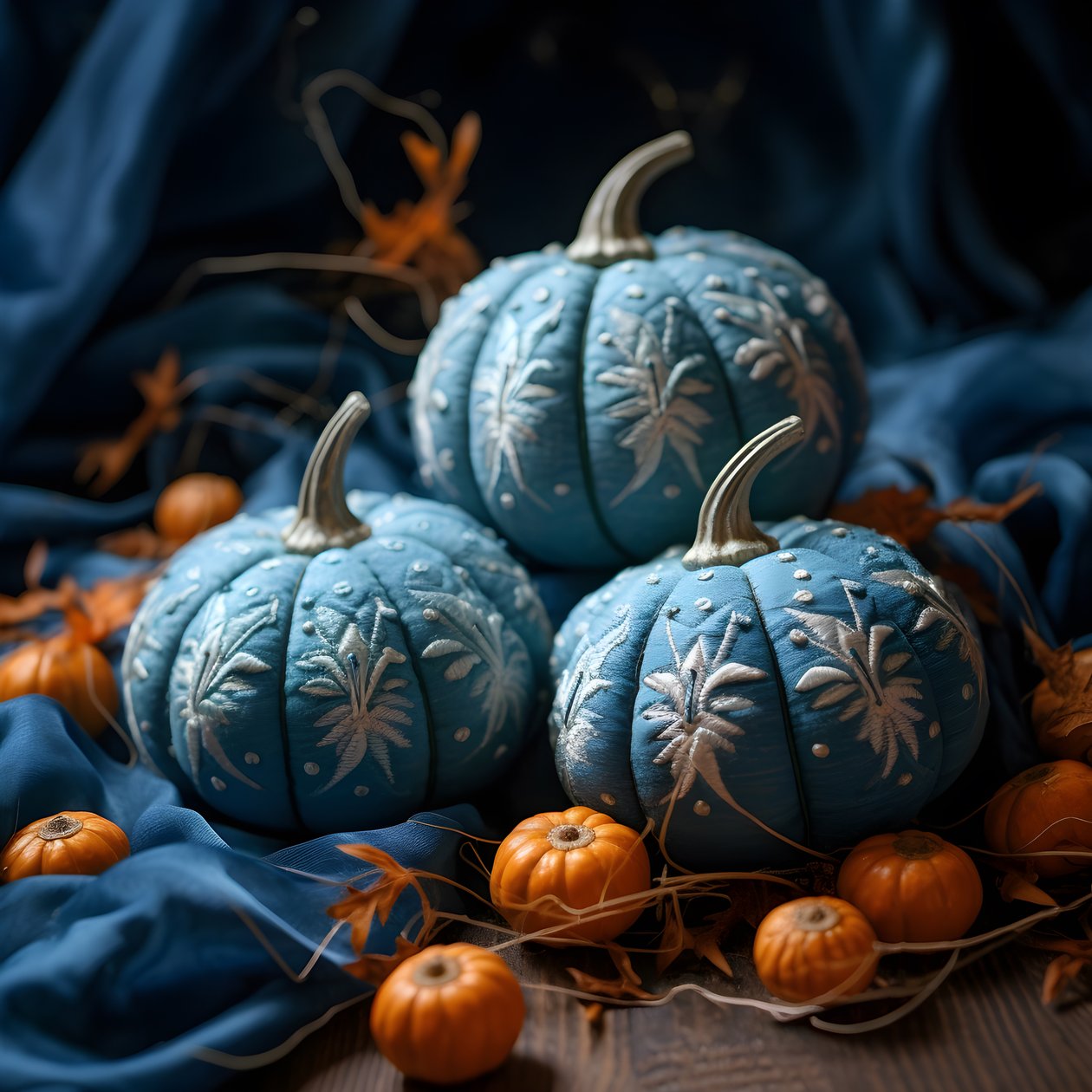 Stickereikuerbisse i Blautoenen 2 av Kurt Heppke