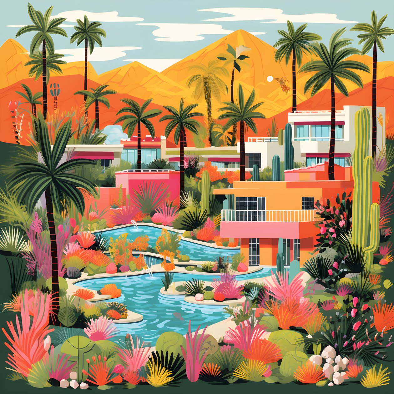 detaljert illustrasjon av Palm Springs 2 av Kurt Heppke