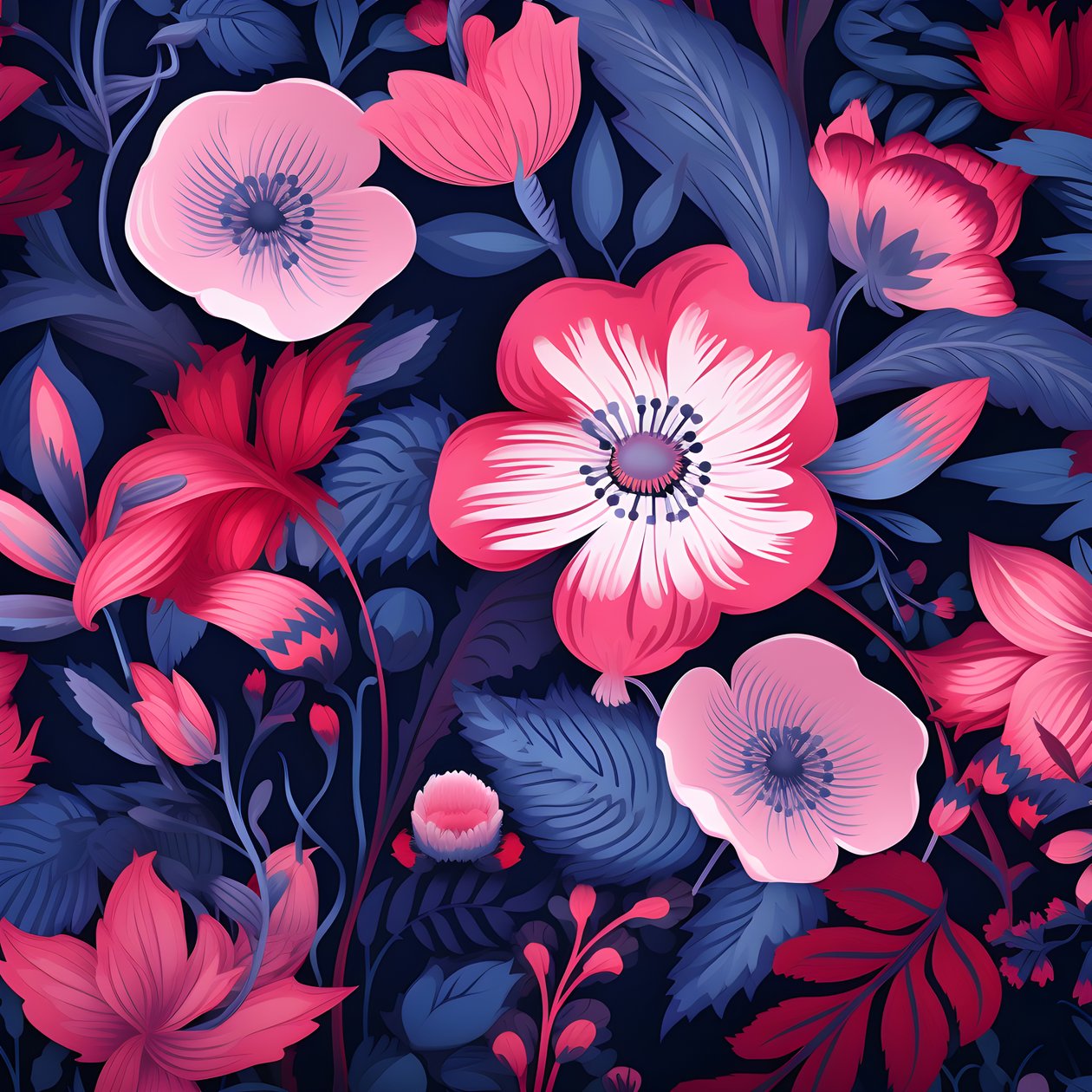 en bukett blomster i rosa og blått 3 av Kurt Heppke