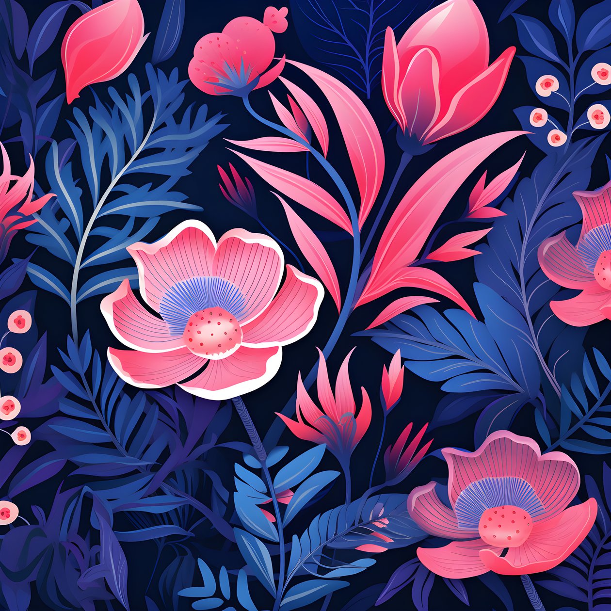 en bukett blomster i rosa og blått 4 av Kurt Heppke