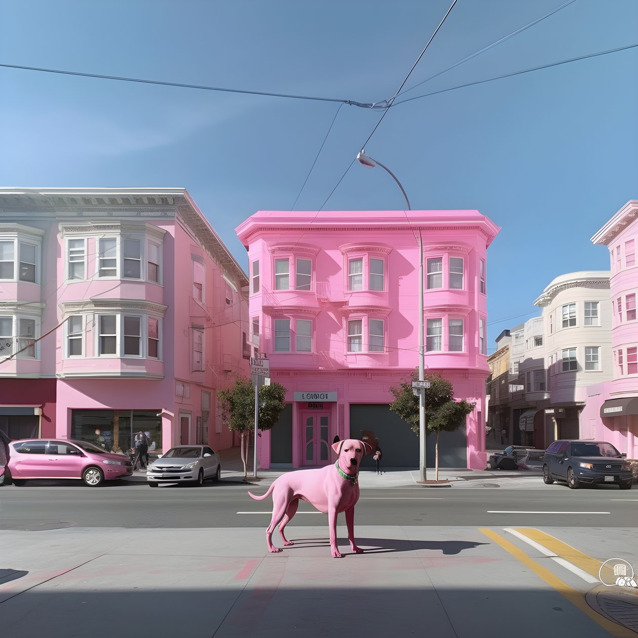 en rosa hund midt i byen san francisco 2 av Kurt Heppke