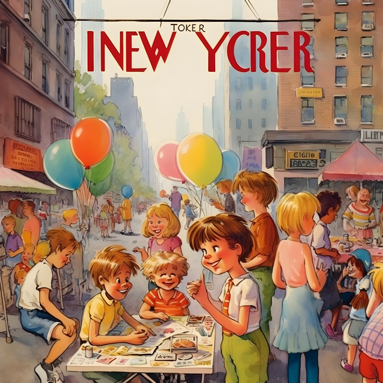 fargerikt new yorker cover vintage tegneserie gag 2 av Kurt Heppke