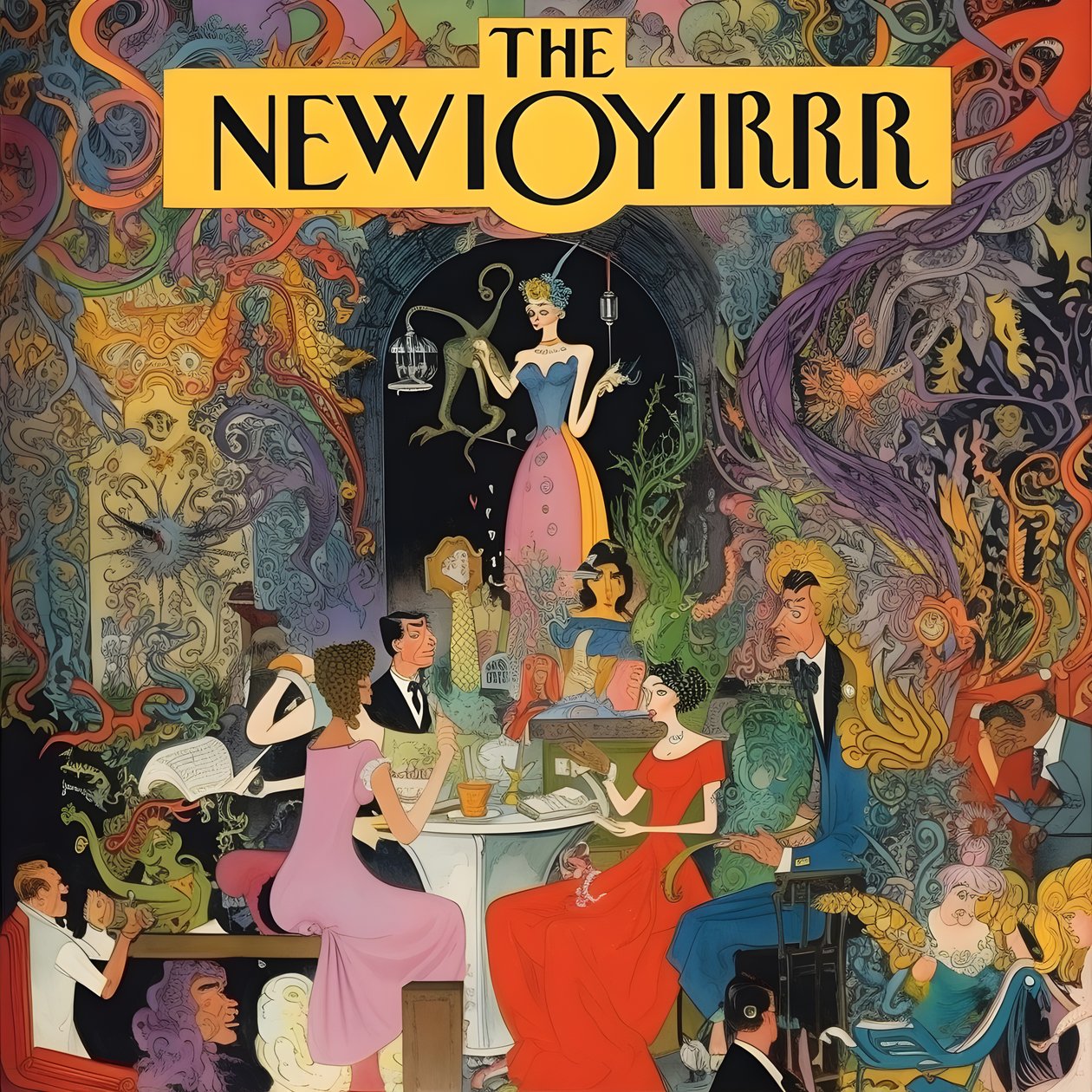 fargerikt new yorker cover vintage tegneserie gag 3 av Kurt Heppke