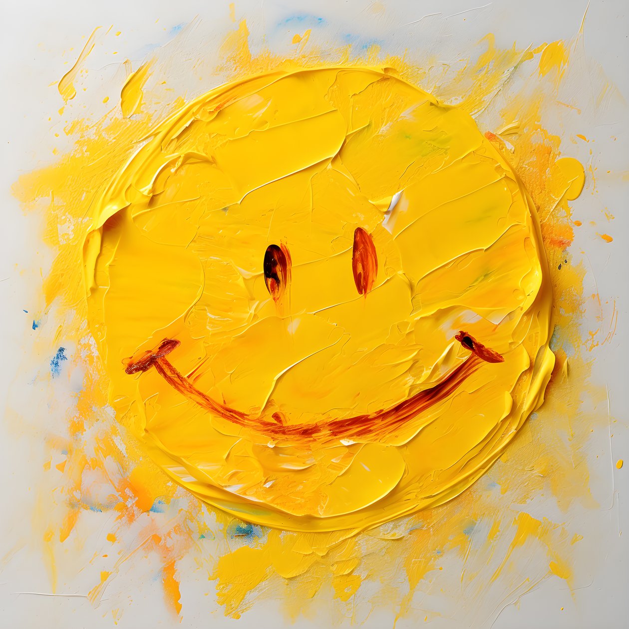 gult smilefjes malt i impasto 1 av Kurt Heppke
