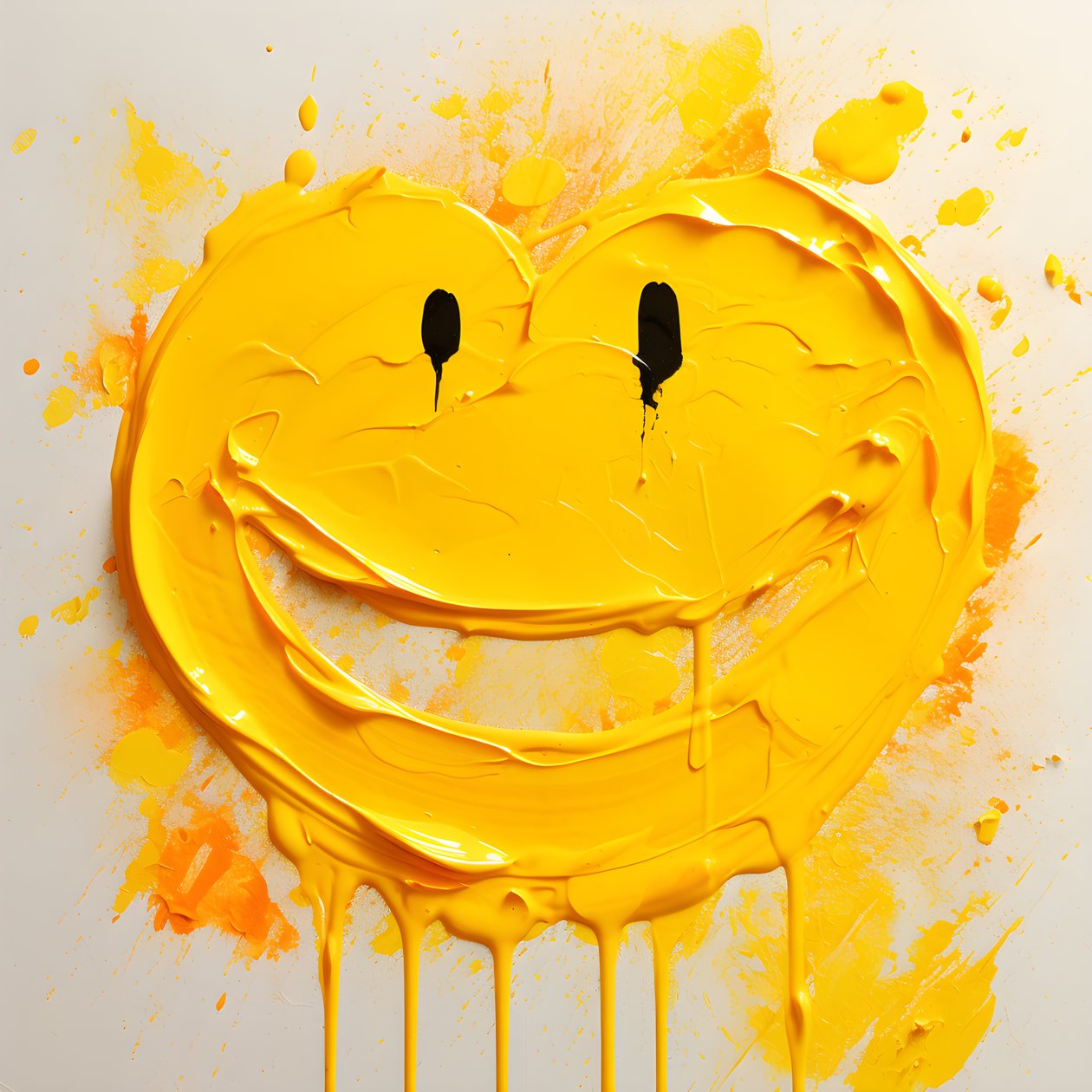 gult smilefjes malt i impasto 3 av Kurt Heppke