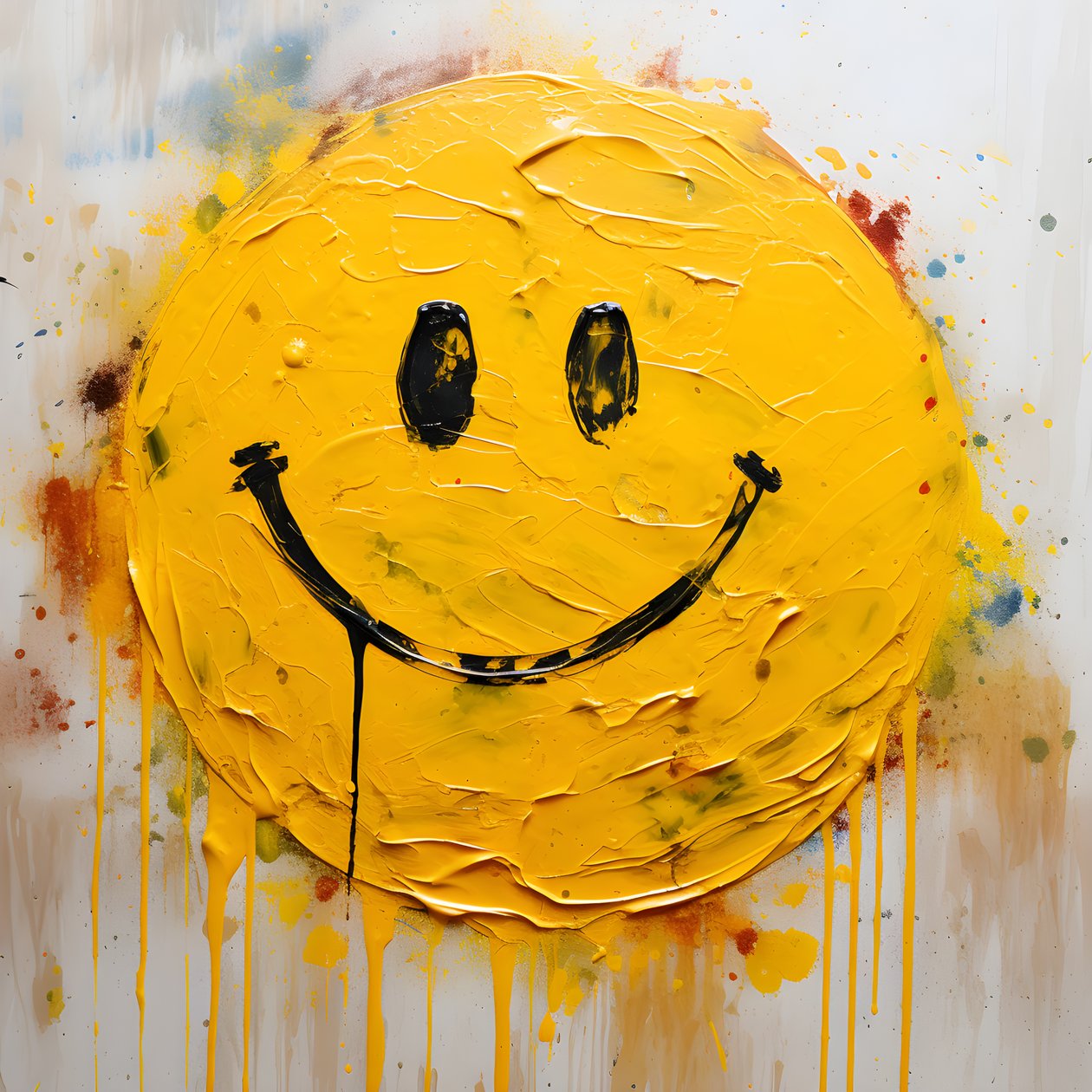 gult smilefjes malt i impasto 4 av Kurt Heppke
