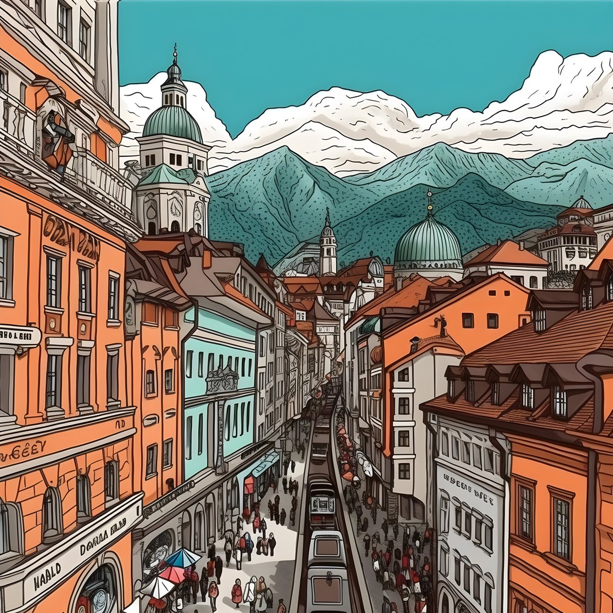 Innsbruck, tegneserie 4 av Kurt Heppke