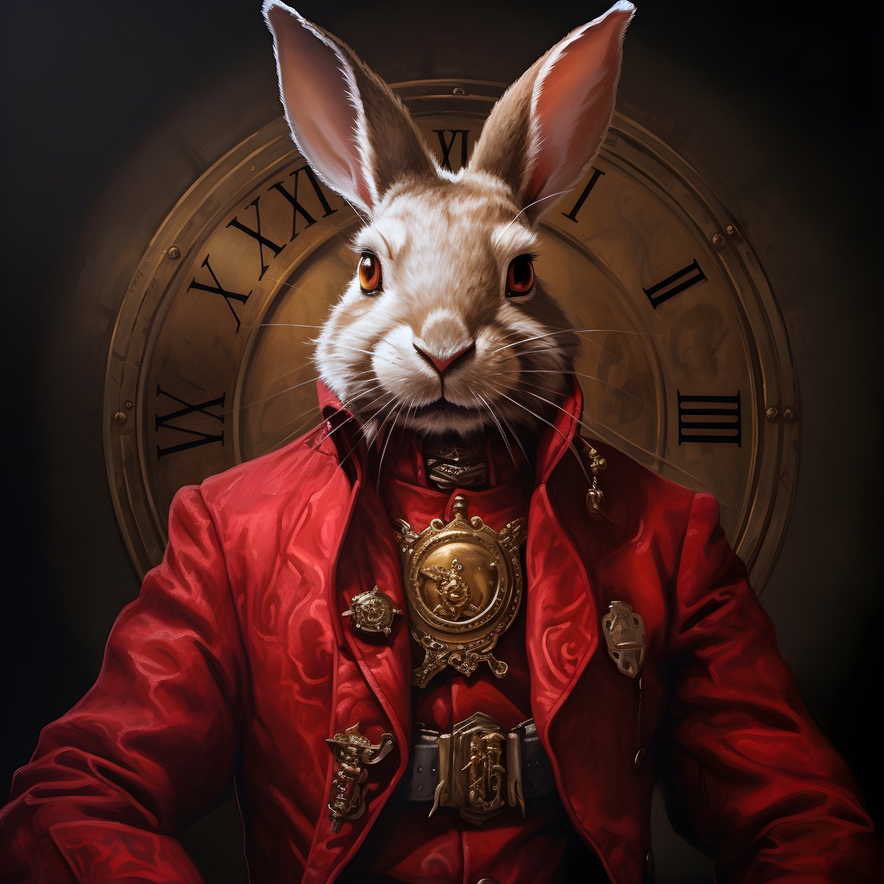 mannlig antropomorf kybernetisk klokke punk android bunny, i rød frakk 3 av Kurt Heppke
