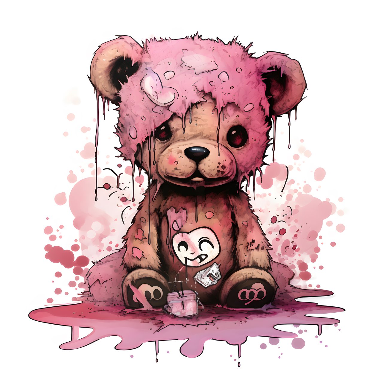 rosa unisex bamse med brun tatovering i pannen 1 av Kurt Heppke