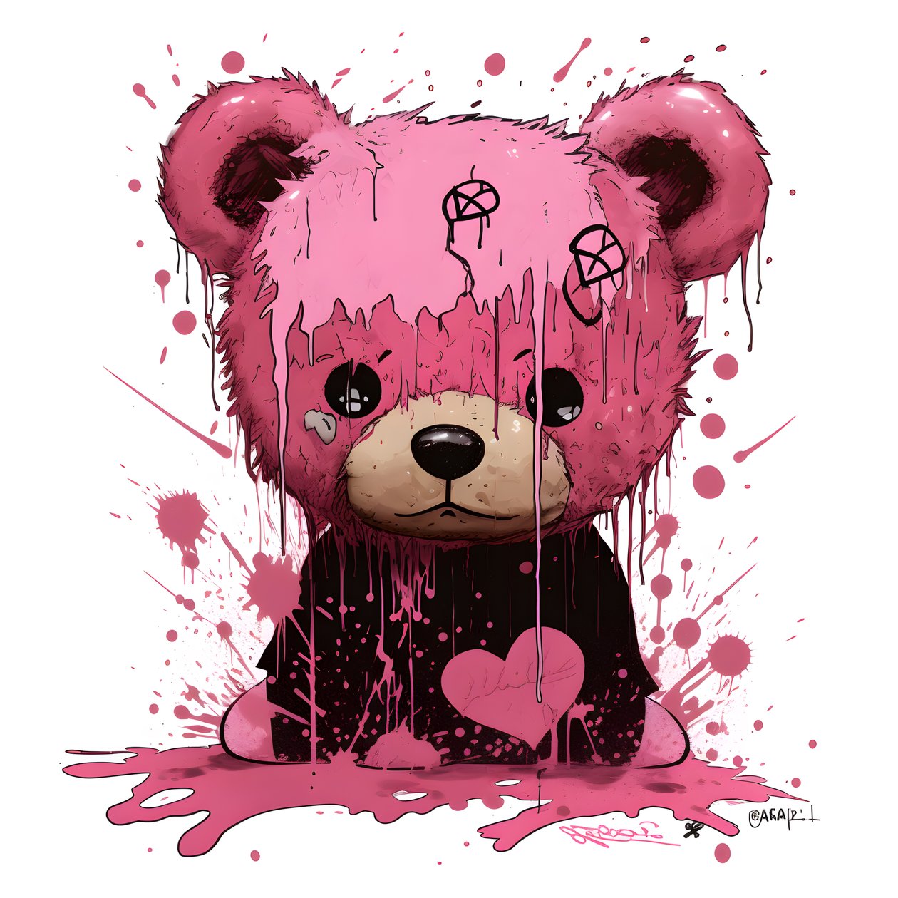 rosa unisex bamse med en brun tatovering i pannen 3 av Kurt Heppke
