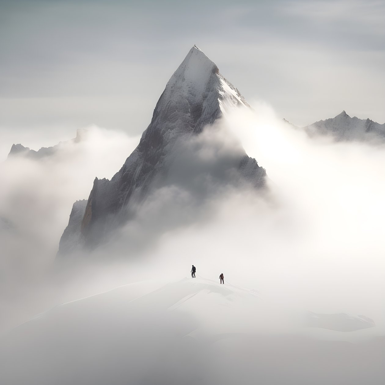 to personer på ski over et overskyet fjell 3 av Kurt Heppke