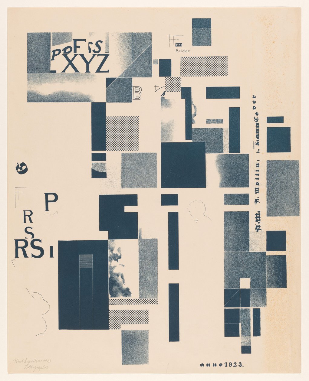 Komposisjon med typografiske elementer av Kurt Schwitters (signed by artist)
