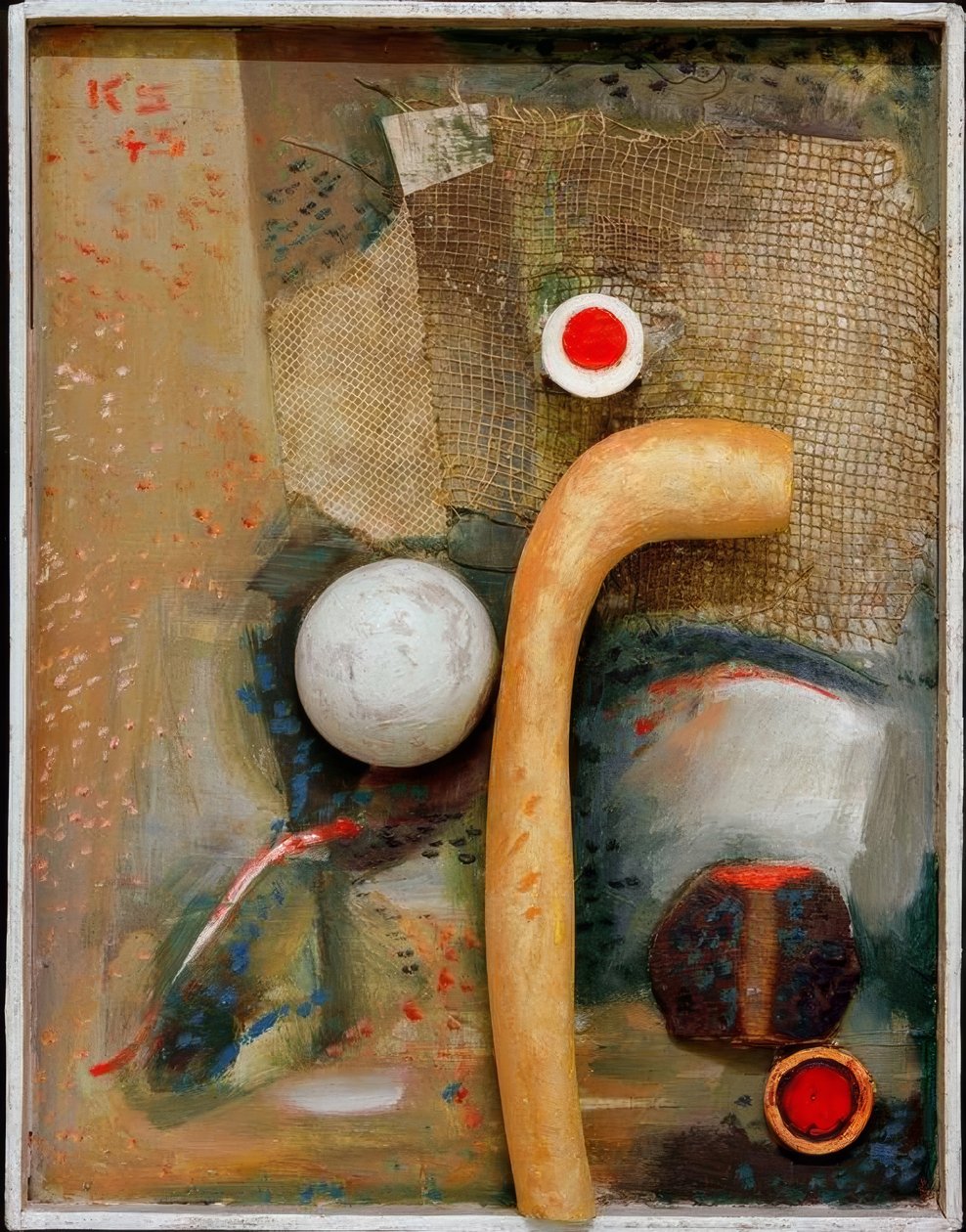 Fredlyst med gult kunstbein av Kurt Schwitters