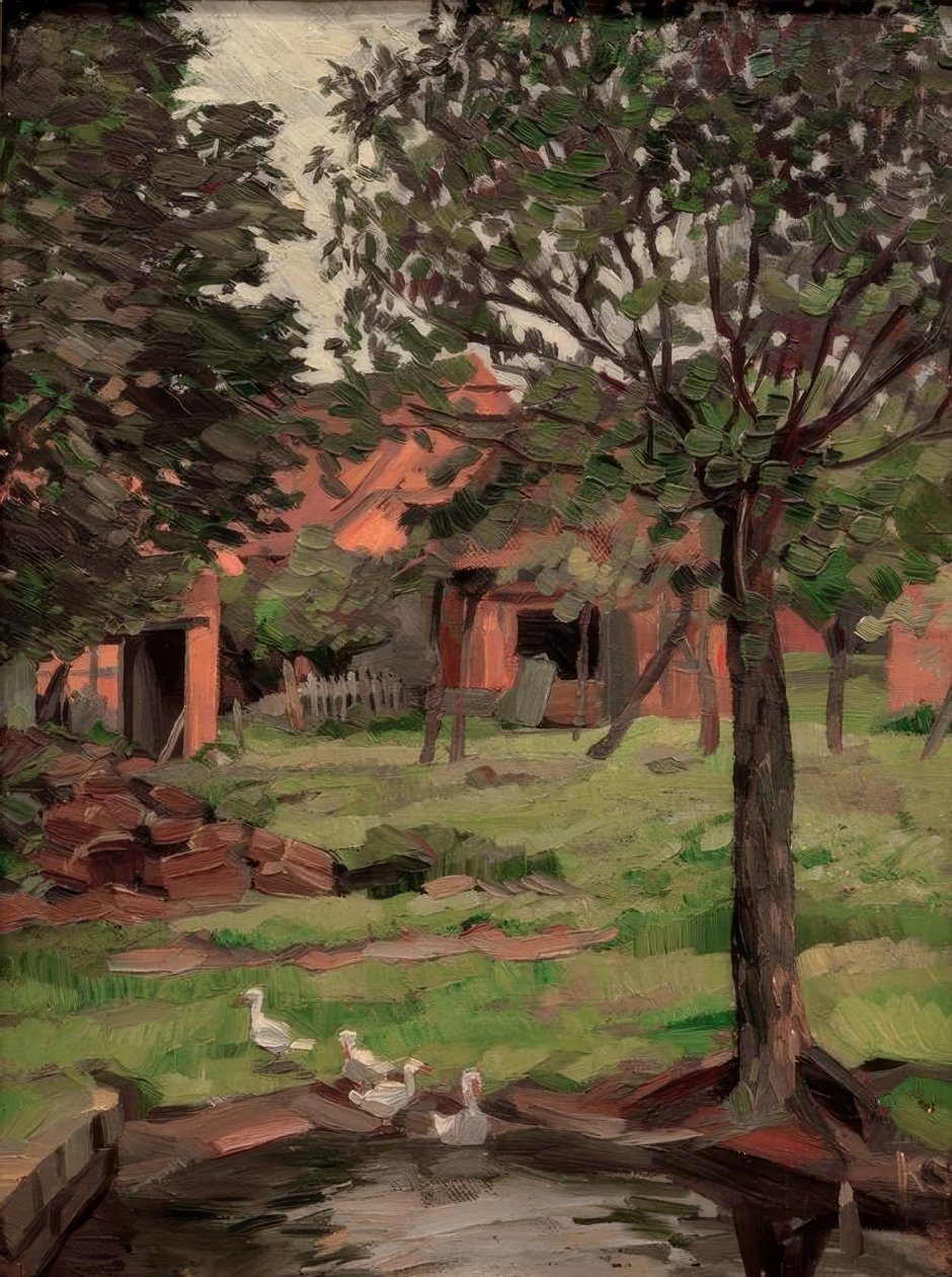 Husmannsplass med gjess av Kurt Schwitters