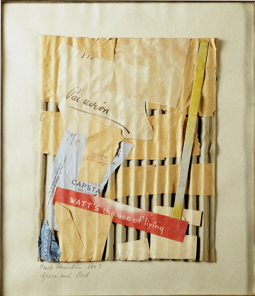Grønn og rød (grønn og rød) Collage av Kurt Schwitters (1887-1948) 1947 privat samling av Kurt Schwitters