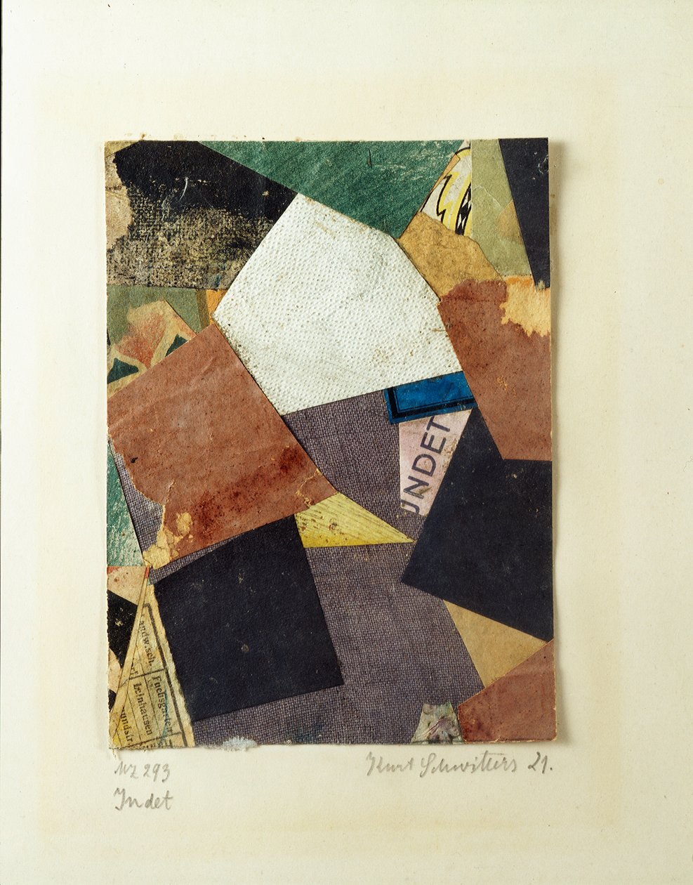 Merz 293 Collage av Kurt Schwitters (1887-1948) 1921 Privat samling av Kurt Schwitters
