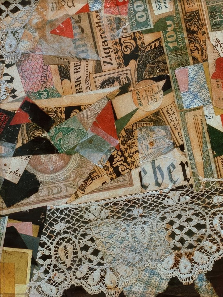 Merz tegning 297 gul av Kurt Schwitters