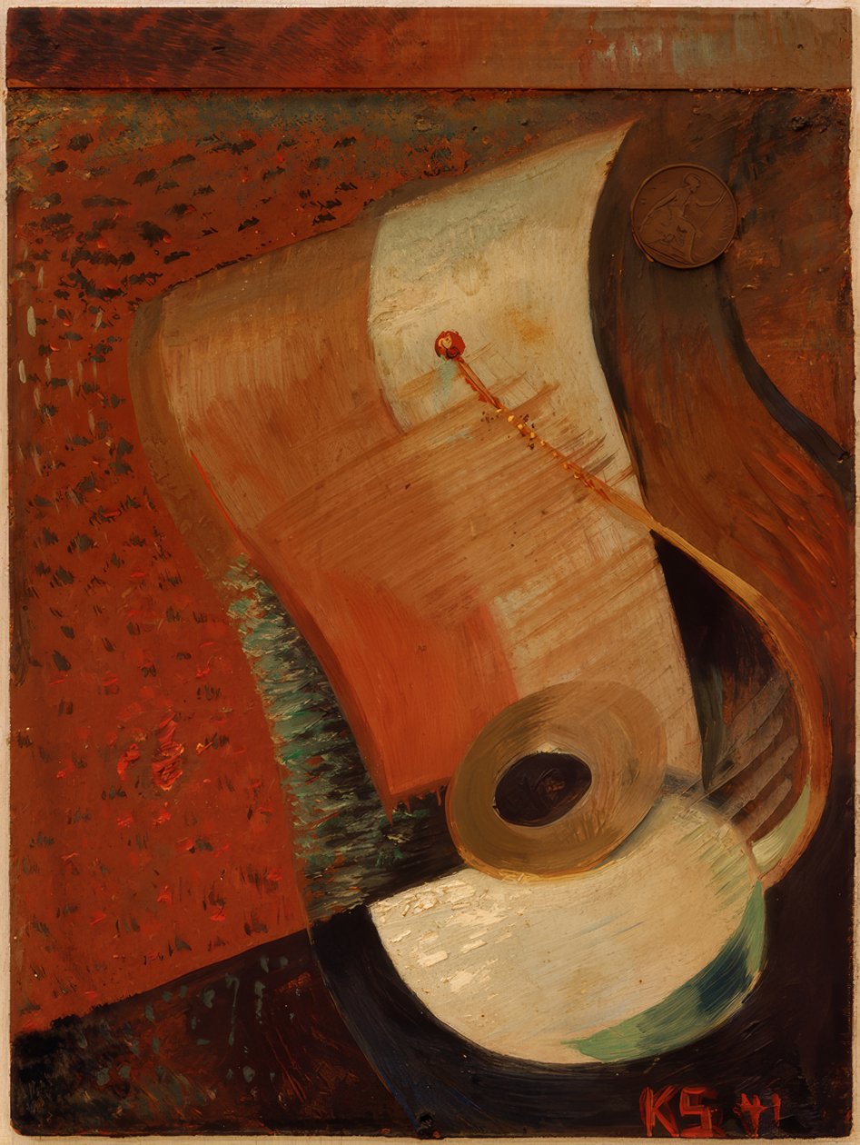 Stilleben med penny av Kurt Schwitters