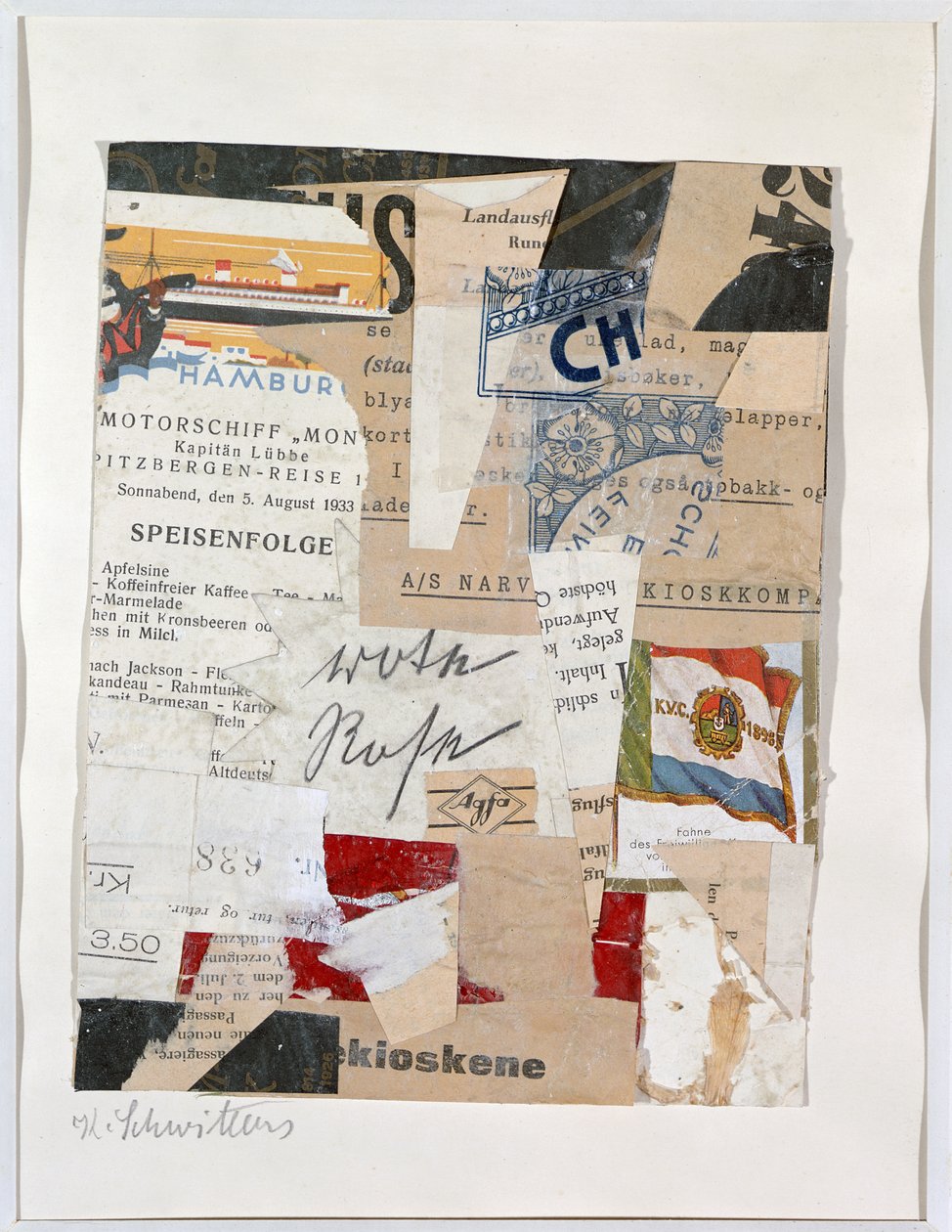 Den røde rose, ca. 1933-34 av Kurt Schwitters