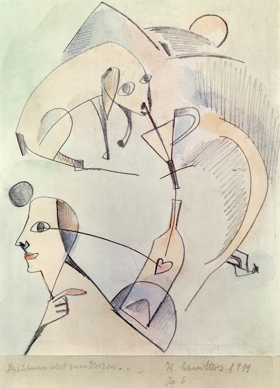 Grisen nyser mot hjertet, 1919 av Kurt Schwitters