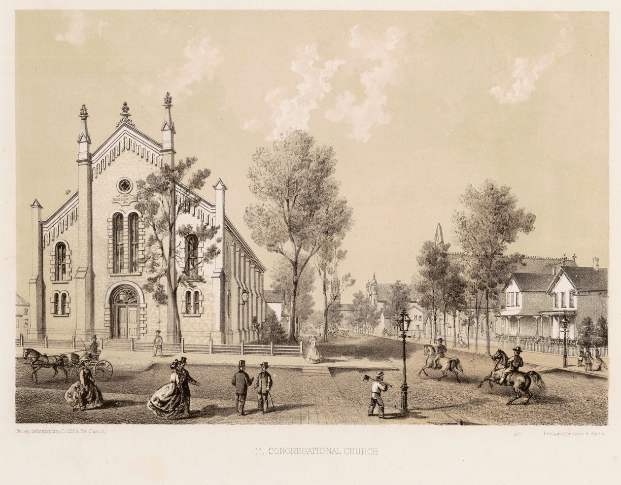 First Congregational Church, Chicago, ca. 1867 av Kurz and Allison