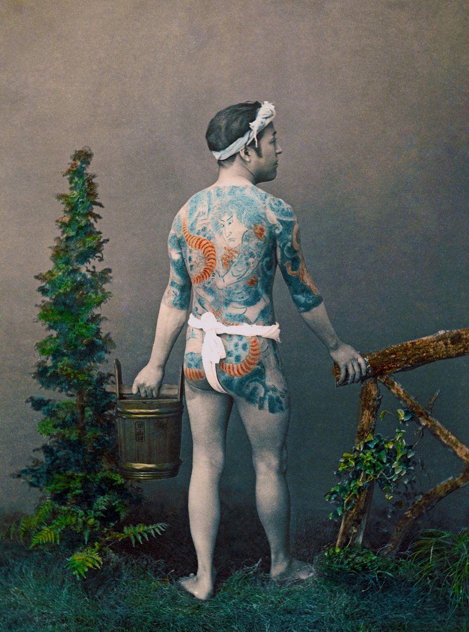 Tatoveret brudgom, ca. 1890 av Kusakabe Kimbei