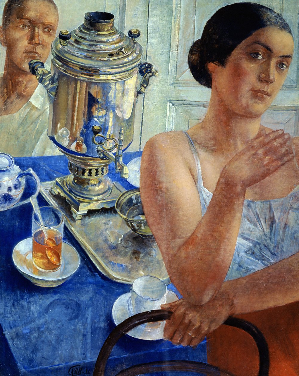 På Samovar, 1926 av Kuzma Sergeevich Petrov Vodkin