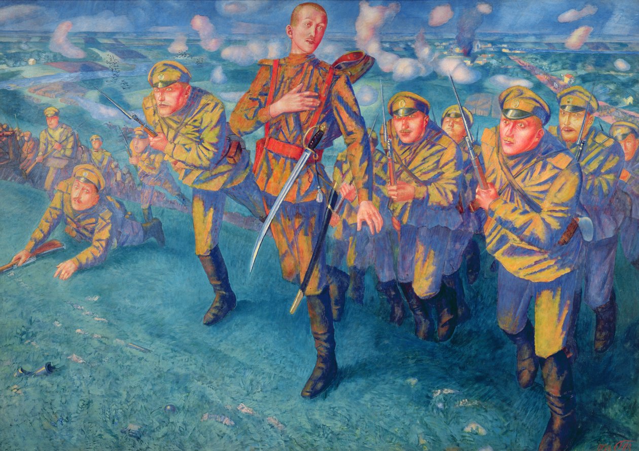 I skuddlinjen, 1916 av Kuzma Sergeevich Petrov Vodkin