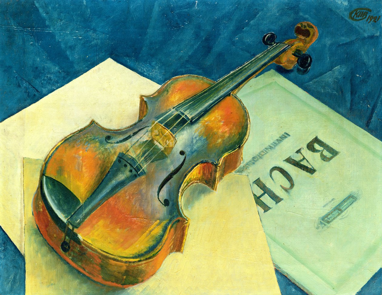 Stilleben med fiolin, 1921 av Kuzma Sergeevich Petrov Vodkin