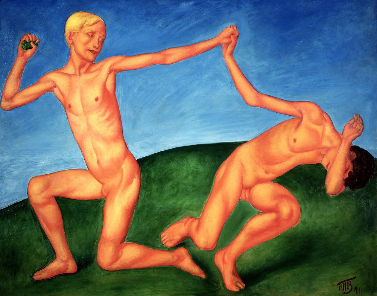 The Playing Boys, 1911 av Kuzma Sergeevich Petrov Vodkin