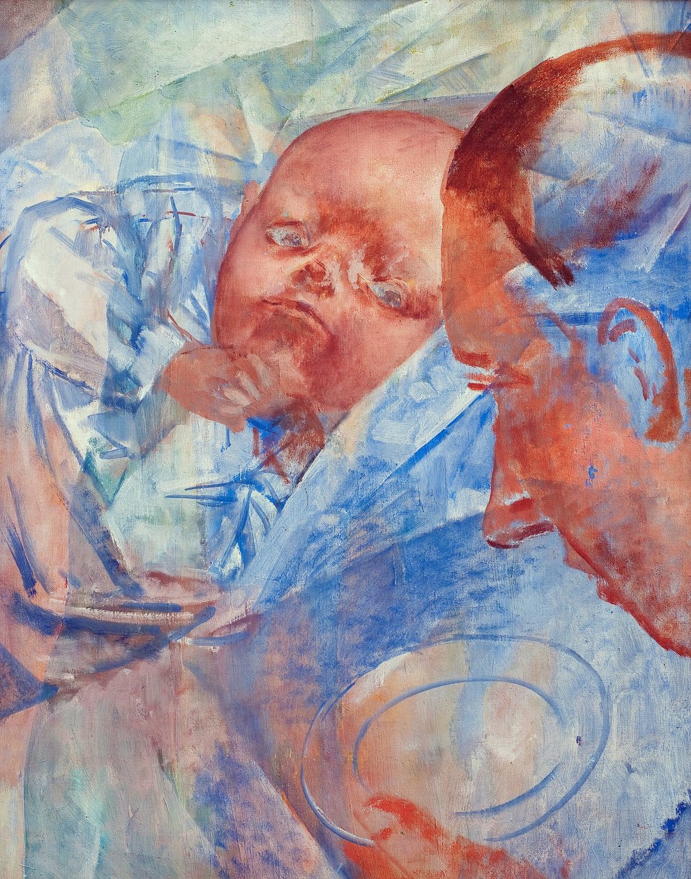 Mor og barn - Petrov-Vodkin (Petrov Vodkin), Kuzma Sergeyevich (1878-1939) - 1922 - Olje på lerret - 64,2x50,3 - Privat samling av Kuzma Sergeevich Petrov Vodkin
