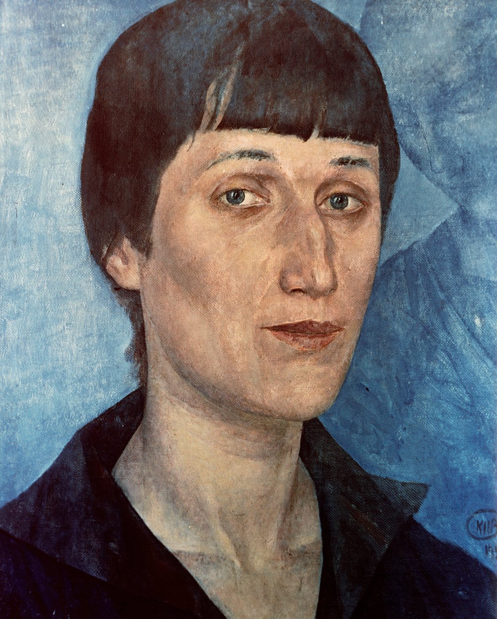 Portrett av Anna Akhmatova, russisk poet av Kuzma Sergeevich Petrov Vodkin