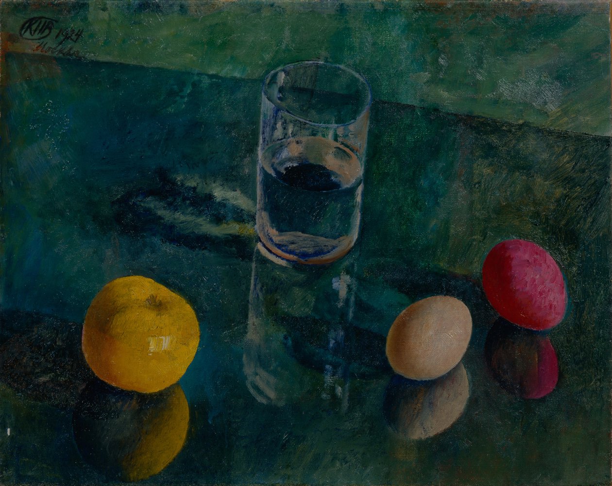 Stilleben mot en grønn bakgrunn, 1924 av Kuzma Sergeevich Petrov Vodkin