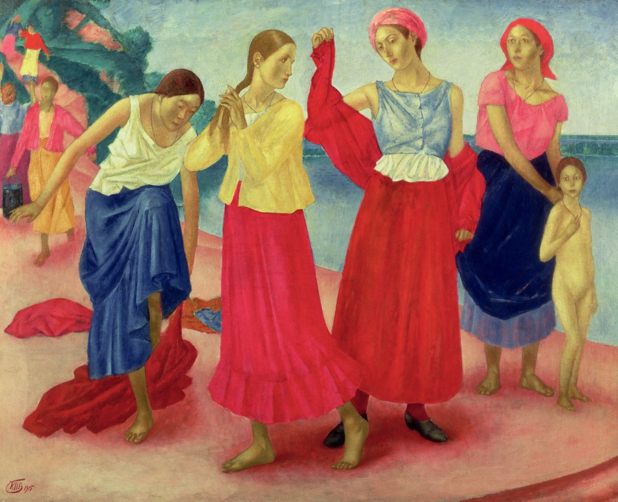 Unge kvinner på Volga, 1915 av Kuzma Sergeevich Petrov Vodkin