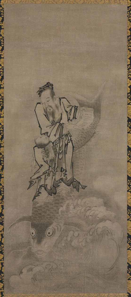 Hotei med Daoist Immortals, sent på 1600-tallet – tidlig på 1700-tallet. av Kyūseki Tomonobu
